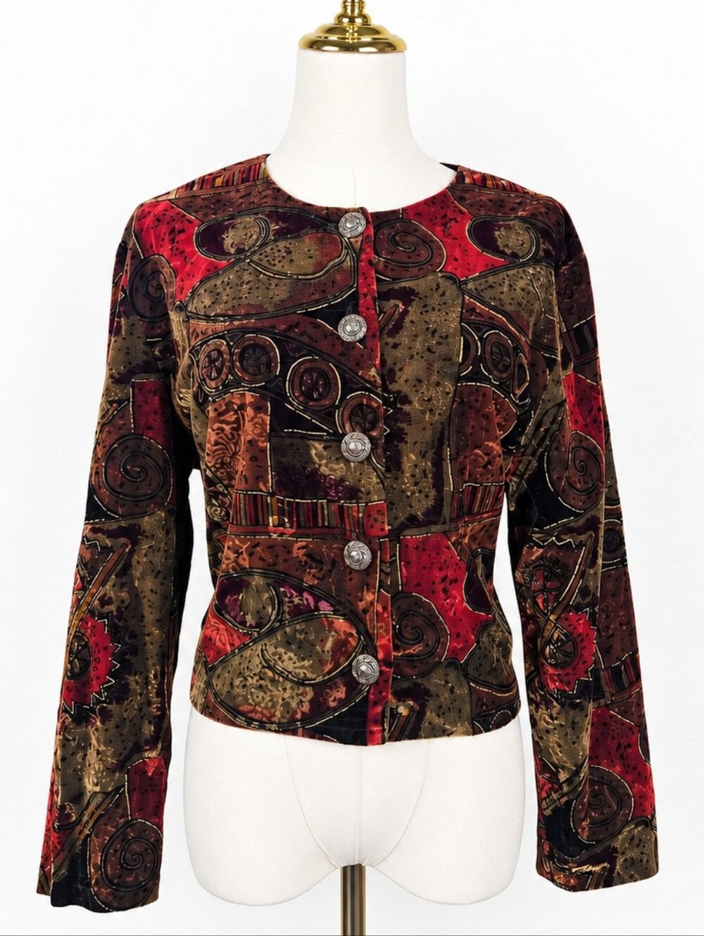 Vintage Paquette Art to Wear Velvet Jacket M Whimsigoth Abstract Statement 90s